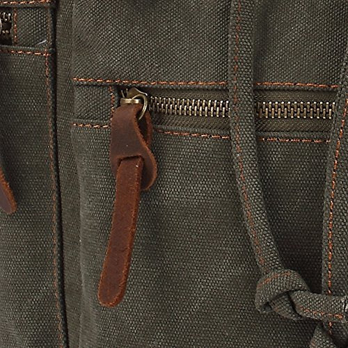 KAUKKO Vintage Casual Canvas and Leather Rucksack Backpack