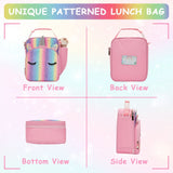 VASCHY Unicorn Lunch Box Bag for Kids, Insulated Reusable Glittery Lunchbox for Girls with Detachable Shoulder Strap for School Sparkle Unicorn