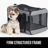 GORILLA GRIP Cat Carrier Travel Bag Up to 15 Lbs, Soft Collapsible Small Dog Carriers, Top and Side Entry Breathable Mesh, Grip Feet on Underside, Cozy Washable Waterproof Pad, Portable Kennel, Gray