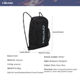 HEAD Waterproof Gym Sackpack for Sport with 2 Zipper Pockets, Large Drawstring Backpacks for Men with Side Pockets for Water Bottle