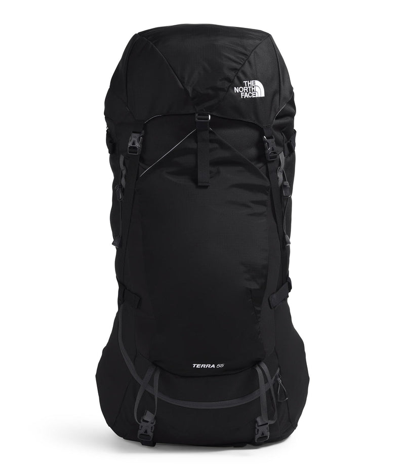 The North Face Terra 55 Backpack - Unisex Hiking Pack, Cinch-Top Opening with Zipper, Pole & Ice Axe Attachments, TNF Black/Asphalt Grey-NPF, Small/Medium