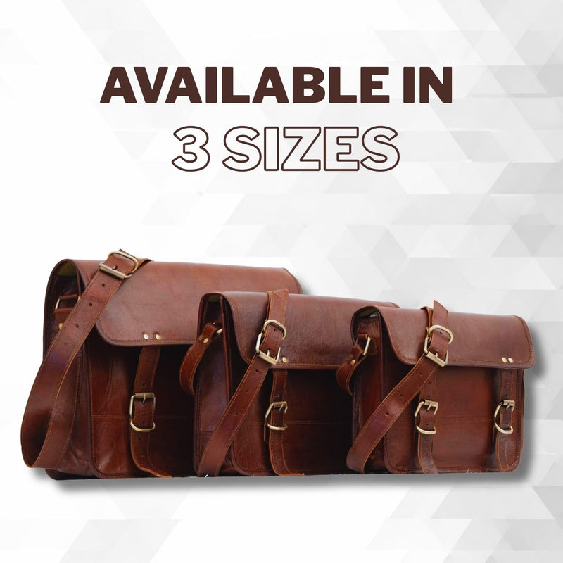 Indian Hando Art 10" Inch Leather Messenger Bag vintage Leather satchel Crossbody Bags for Men and Women (10 inch small)
