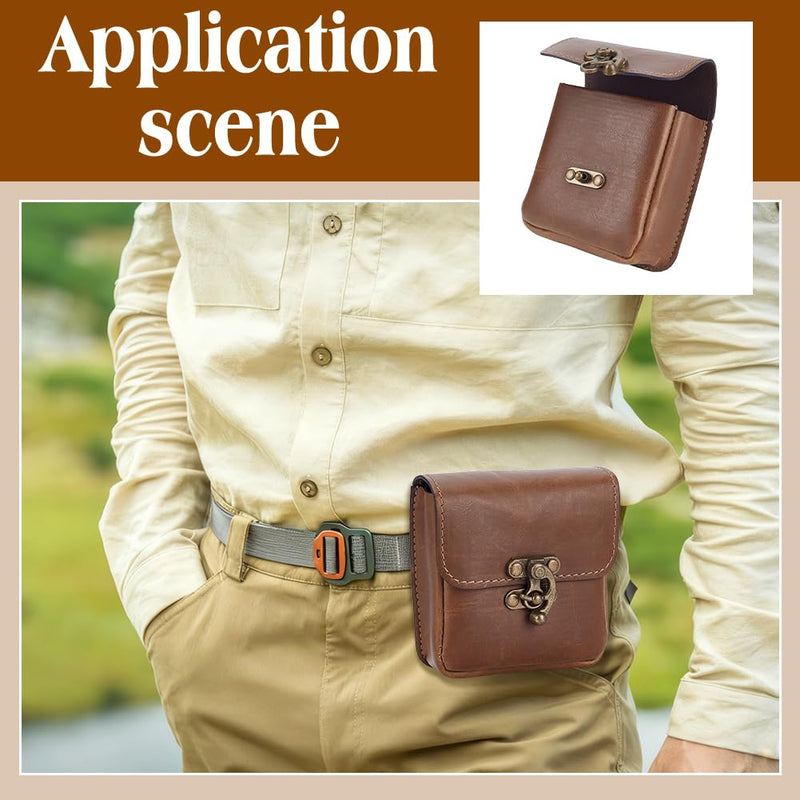 NBEADS Medieval Vintage Belt Pouch Leather Waist Bag, Leather Coin Pouches Key Bags Costume Accessories with Alloy Latch Clasps for Casual Hiking Cosplay Outdoors, 4.11x3.92 Inch, Saddle Brown