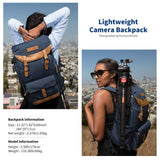 K&F CONCEPT Camera Backpacks for Photographers Travel Bag for Tripod Camera Lence Accessory with laptop compartment and Rain Cover Waterproof Multi-Functional Camera Bags for Dslr Cameras Black