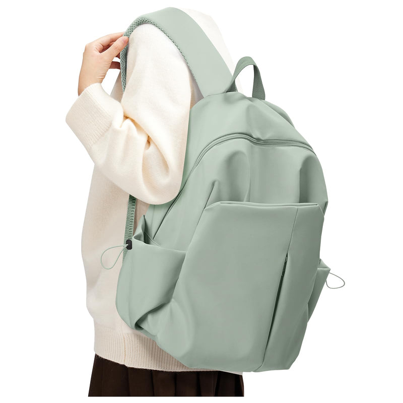 SEAFEW Green Backpack for Girls Women Waterproof High School Book Bag Cute Backpack for Men Teens Boys, Lightweight Simple Middle School Back Pack Daypack