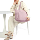 NISHEL Travel Puffy Tote Bag For Women, Ultra-Lightweight Large Tote Purse For Office Day And a Short Weekend, Peach Pink