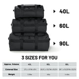 MIER 60L Water Resistant Backpack Duffle Heavy Duty Convertible Duffle Bag with Backpack Straps for Gym, Sports, Travel, Black