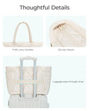 BAGSMART Tote Bag for Women, Puffy Tote Bag with Zipper, Large Quilted Shoulder Bag with Compartments for Travel, Work, Gym (Beige)