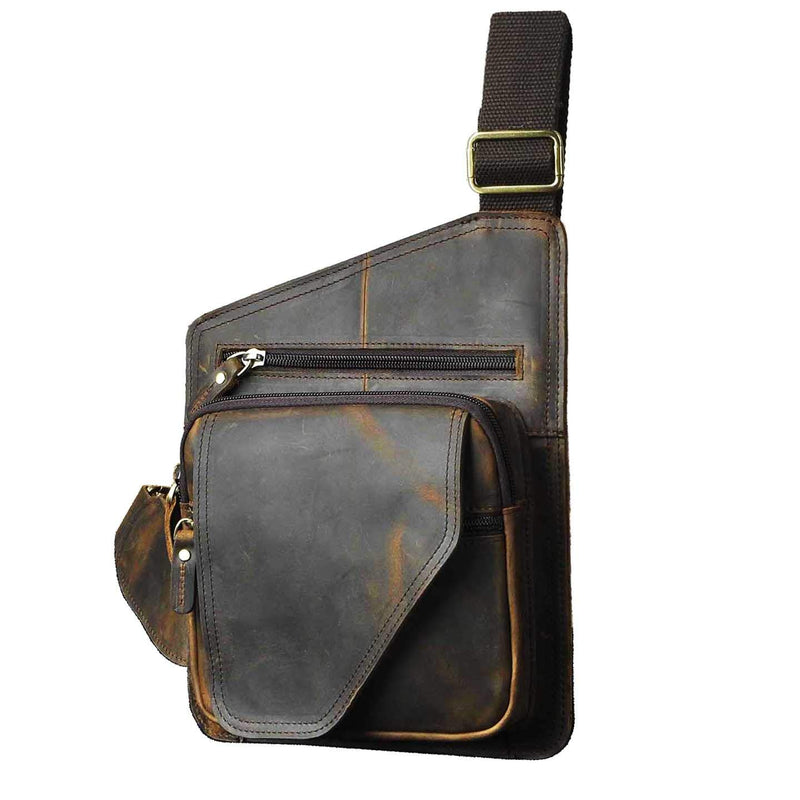Le'aokuu Mens Fashion Casual Tea Designer Travel Hiking Crossbody Chest Sling Bag Rig One Shoulder Strap 214