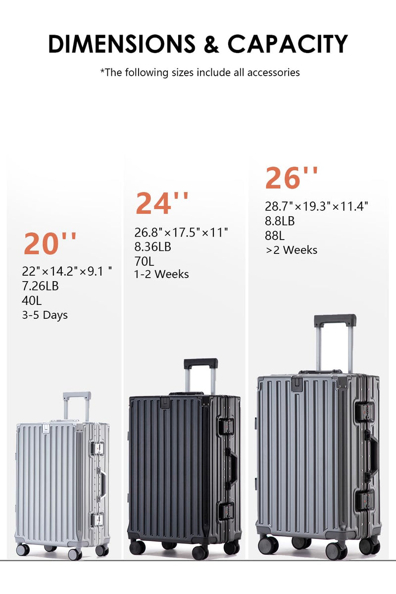 HotWay PC Hard Shell Carry On Luggage with Aluminum Frame, Suitcase with Cup Holder and USB Port, Zipperless Luggage for Business Travel (Silver, Carry On 20Inch)