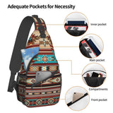 SURERUIM Aztec Design Sling Bag for Women Men Crossbody Shoulder Backpack Southwest Native American Ethnic Tribal Chevron Aztec Chest Bags Navajo Print Gym Bag Travel Hiking Rucksack Casual Daypack