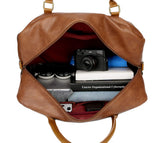 BAOSHA Vegan Leather Large Travel Duffel Tote Bag Carry On Weekender Overnight Bag With Shoe Compartment HB-38 (Brown)