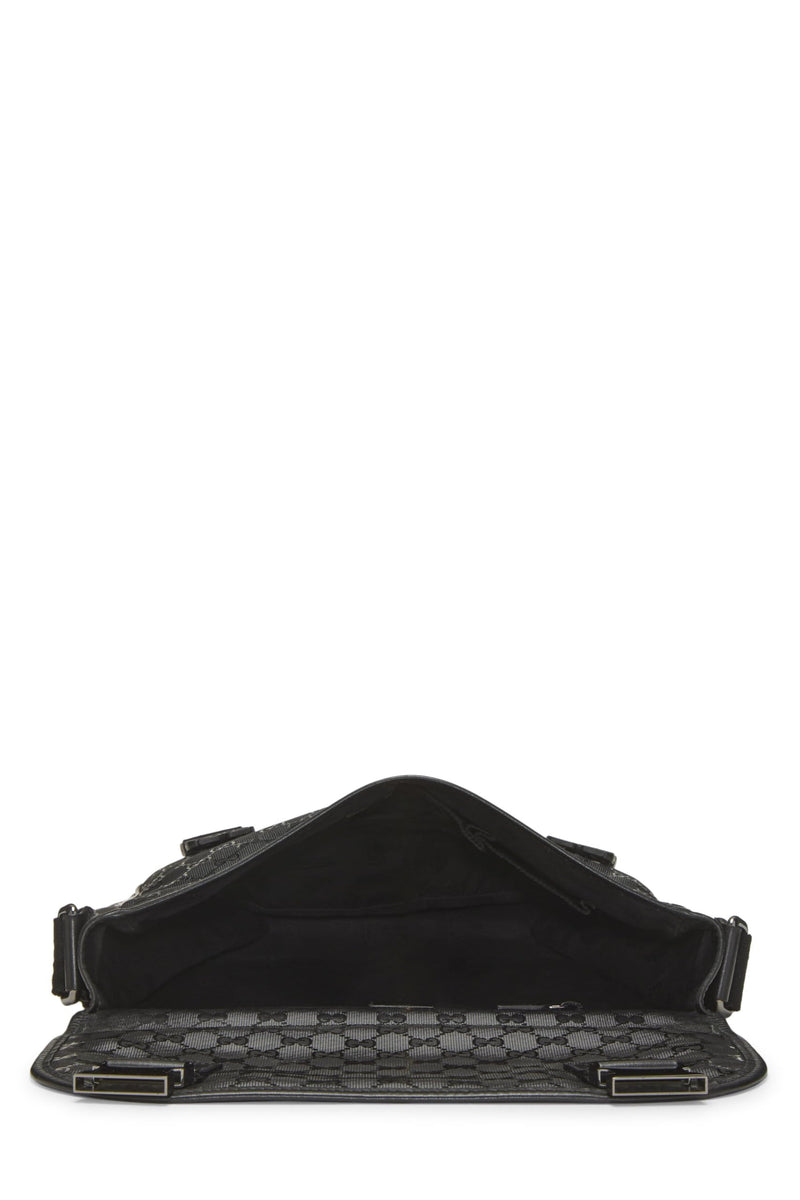 Gucci, Pre-loved Black GG Imprime Buckle Flap Messenger, Black