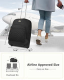 MATEIN Rolling Backpack for Women, 17 inch Water Resistant Wheeled Laptop Backpack, Large Carry On Luggage Travel Backpack with Wheels, Trolley Suitcase Business Overnight Roller Bag for Adults, Black