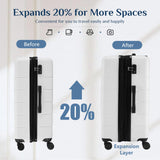 NEWBULIG 20 Inch Carry on Luggage, Lightweight Expandable Rolling Suit Case with TSA Lock, Hard Shell ABS Suitcase with Double Spinner Wheels, White