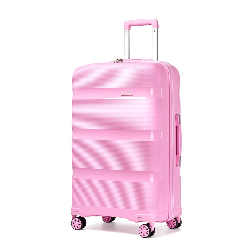 Kono Carry On Luggage 28 Inch Checked-Large Hard Shell Travel Trolley 4 Spinner Wheels Lightweight Polypropylene Suitcase with TSA Lock, Pink