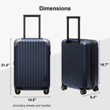 LEVEL8 Carry on Luggage Airline Approved, Hardshell Suitcases with Spinner Wheels, PC Expandable Luggage, 20 Inch, Blue