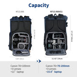 K&F CONCEPT Camera Backpacks for Photographers Travel Bag for Tripod Camera Lence Accessory with laptop compartment and Rain Cover Waterproof Multi-Functional Camera Bags for Dslr Cameras Black