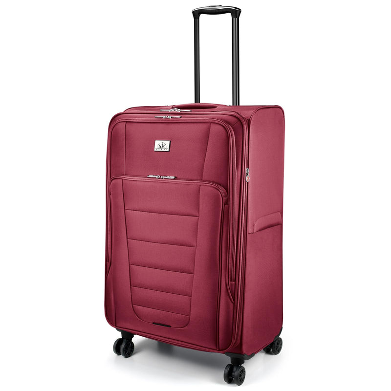 Verdi Softside Expandable 28 Inch Luggage with Spinner Wheels Lightweight Travel Suitcase (Burgundy, Checked-Large 28-Inch)