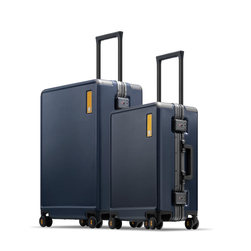 LEVEL8 20/24 Inch Zipperless 2 Piece Luggage Sets with Aluminum Frame, Lightweight Hard Shell Suitcases with Spinner Wheels, Metal Travel Luggages with Double TSA Locks, Blue