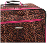 Rockland Vara Softside 3-Piece Upright Luggage Set, Pink Leopard, 3-Piece Set (20 inch/28 inch/22 inch duffel)