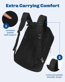 Hynes Eagle TSA Friendly Travel Backpack for Men Women Carry on Backpack 40L Flight Approved Laptop Backpack for 17 inches Compressible Weekender Bag Overnight Backpack Jet Black