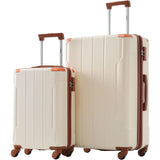 Merax Luggage Sets 2 Piece Suitcases with Wheels, Hardshell ABS Expandable and Lightweight, TSA Lock, Spinner Wheels, Carry On Luggage with Corner Guards (20 28 inch White Brown)