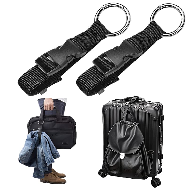 2 Pack Add a Bag Luggage Straps - Adjustable Suitcase Belts Luggage Connector Straps - Travel Accessories Jacket Gripper Arm Saver Easy to Carry Extra Bags (Black)