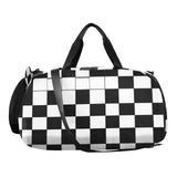 Quteprint Kids Sports Duffel Bag for Boys & Girls - Black Buffalo Plaid 100% Polyester Gym Bag with Separate Shoe Compartment, Adjustable Shoulder Strap, Compact Travel & Workout Gear Bag