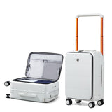 Hanke Top Opening Carry On Luggage, 20 Inch All-PC Aluminum Frame Wide Handle Luggage, Hard Shell Trunk Suitcase with Spinner Wheels, TSA Airline Approved (Smoke White, 40L)