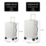 MYER Hard Shell Carry On Luggage 22x14x9 Airline Approved,20 Inch Aluminum Luggage with 100% 3-Layer PC,Carry On Suitcases with Wheels,Cup Holder and USB Port (Milky White, 20 inch)