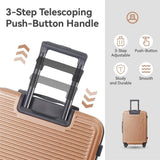 Gecheer ABS Hardshell Luggage Set 3-Piece Spinner Suitcases with TSA Lock – 20 Inch, 24 Inch, 28 Inch Lightweight Durable Travel Suitcase Set in Brown