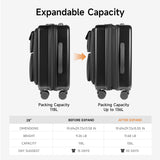 28 Inch Large Checked Luggage with Front Pocket, Expandable Hardshell Suitcase with Spinner Wheels, Hybrid Extra Large Travel Bag for Extended Stays, TSA Lock & USB Charging Ports, 28" Checked Bag