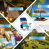 GREEN PARTY Backpack Beach Chairs 2 Pack Aluminum Folding Reclining Beach Chairs with 4 Positions Classic Lay Flat, Cooler Bag, Towel Bar and Armrest for Outdoor Camping Lawn, Support 255LBS