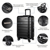 Ricardo Beverly Hills Cambria Hardside Luggage | Stylish Suitcase with Wheels for Effortless Travel, Expandable and Secure TSA-Locked Packing, 20-inch Carry-On, 22x14x9, Black Pearl