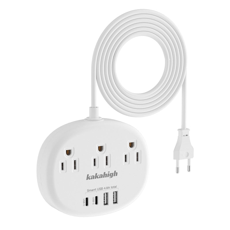 European Travel Plug Adapter with USB C, Multi Country Outlet Adapter with 3 AC Outlets and 4 USB Ports, Type C Plug Adapter for US to Most of Europe Iceland Spain Italy France Germany etc