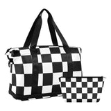 Buffalo Plaid Check Black White Gym Duffel Bag Travel Weekender Gear Bag with Adjustable Strap for Sports Large Capacity