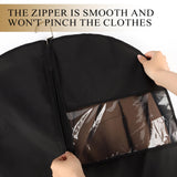 62 - Inch Garment Bags Covers,Hanging Clothes Bag, Suit Cover Bags with Clear Window for Hanging Closet Clothes Storage and Travel (Black)