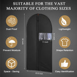 62 - Inch Garment Bags Covers,Hanging Clothes Bag, Suit Cover Bags with Clear Window for Hanging Closet Clothes Storage and Travel (Black)