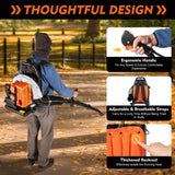 63CC Backpack Gas Powered Leaf Blower, Commercial 2.7kW 850CFM 4.3HP 2 - Stroke Powerful Lightweight Gasoline Grass Lawn Blower with Harness Air - Cooled & 1.8L Fuel Tank for Yard Lawn Care, Snow Removal