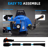 63CC Gas Backpack Leaf Blower, 2 - Stroke Engine, 665 CFM, 205 MPH for Lawn Care, Yard Debris & Snow Removal