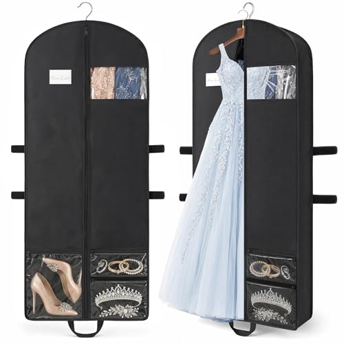65" Long Garment Bags, 2 Pack Waterproof Travel Dress Bags for Hanging Clothes, Wedding Dress Cover Clothes Protector for Closet | Backpacks4Less