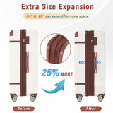 Merax Luggage Set 2 Piece Suitcase Set with Cosmetic Case Expandable Spinner Wheels Vintage Luggage Sets (White,20"+24")