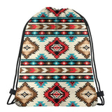 QISENTIS Tribal Aztec Geometric Pattern Drawstring Backpack Bag Native American Ethnic Southwest Stripe Red Sport Gym Sack Navajo Print String Bags Yoga Shopping Travel Casual Daypacks for Women Men