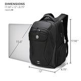 Swissdigital Design Men's Laptop Backpack for College and Business Travel with Integrated USB Charging Port and RFID Protection Fits Laptops up to 15.6 Inch, Black | SD1695-01