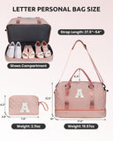Vogewood Easter Basket Gifts for Women Gift-Birthday Gifts, Initial Duffle Bags with Shoe Compartment, Girls Weekender Bag, Overnight Bag for Women, Travel Bag with Makeup Pouch Gift for Mom(Letter A)
