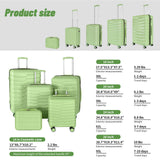 WireHot 5-Piece Luggage Set, Lightweight ABS+PC Hard Shell Suitcase with YKK Zipper & TSA Lock for Family, Avocado Green, 14in/18in/20in/24in/28in