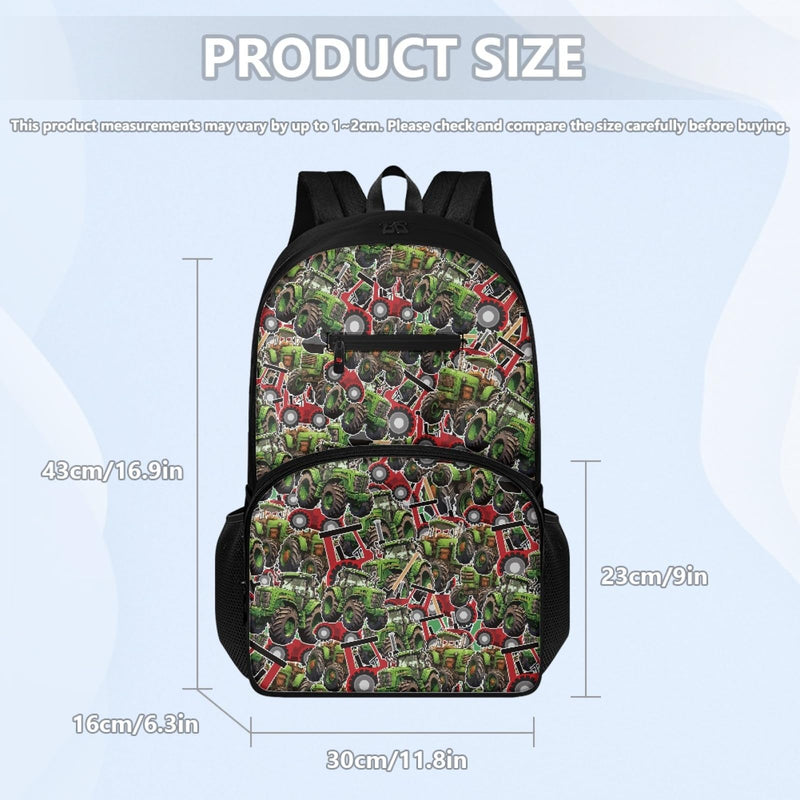 JOAIFO Fashion Green Jeep Print Backpacks for School Kids Book Bag with Adjusatble Straps Lightweight Kids School Bags Bookbag for Camping Hiking