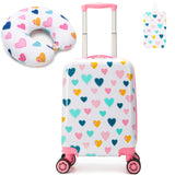 Esteemly Kid's Luggage Set 2 Piece Suitcase Set Hardside Luggage with Spinner Wheels Girls Carry on Toddler Travel Rolling Suitcase with Neck Pillow Airline Approved