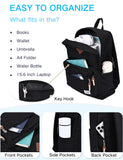 RAVUO Black School Backpack for Men Women | Classic College Bookbag for 15.6inch Laptop, Water Resistant Casual Daypack Schoolbag for Travel, Work